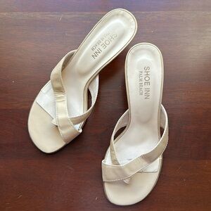 Shoe Inn Nude Leather Heel, size 8.5